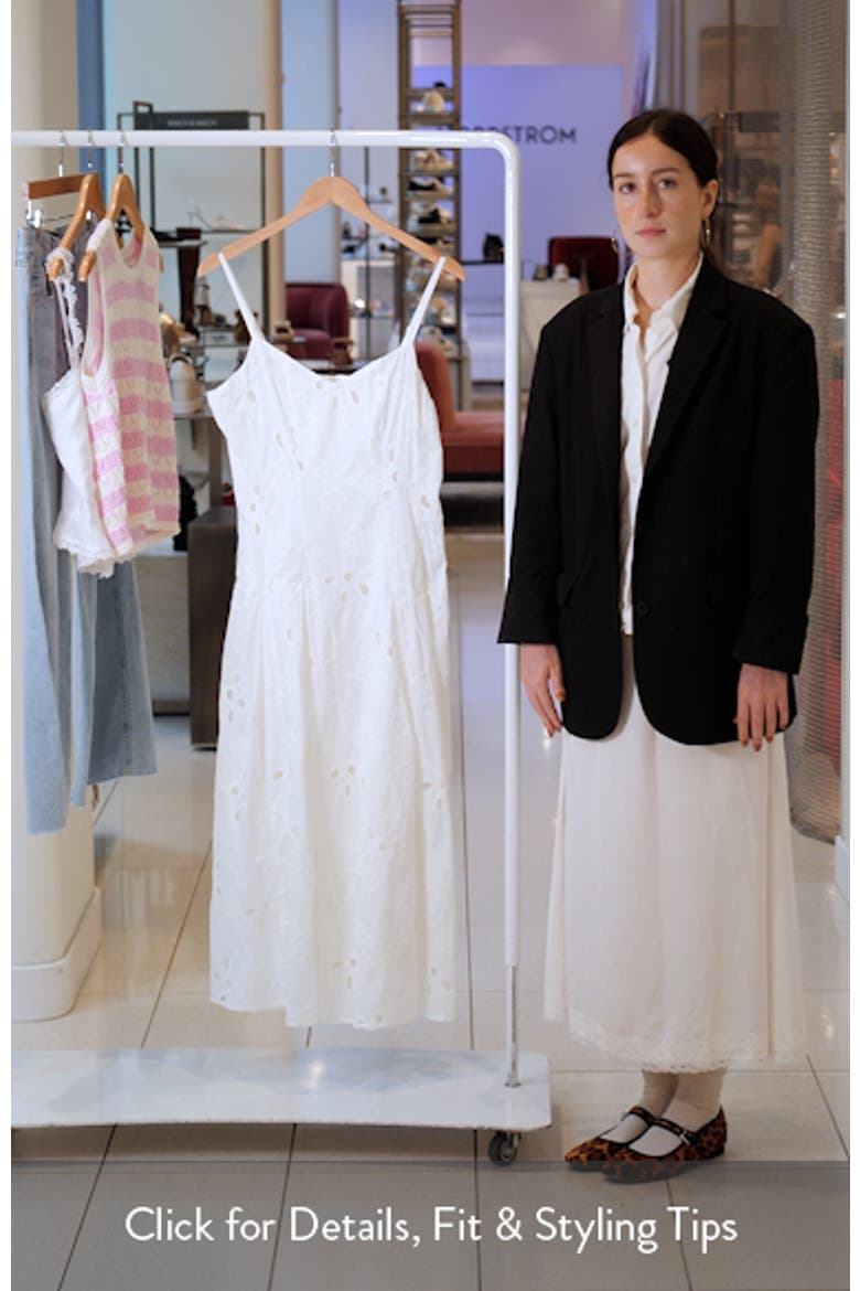 Embroidered Godet Pleat Cotton A-Line Dress video