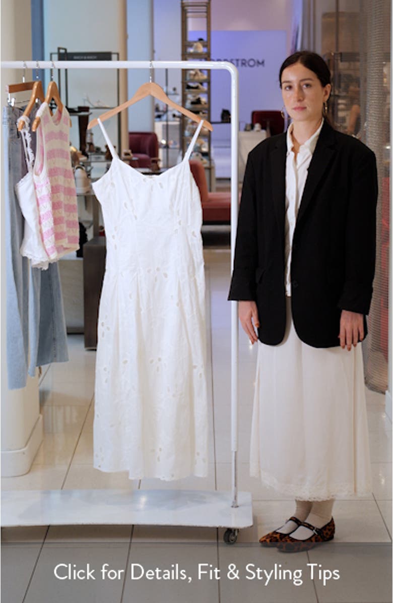 Embroidered Godet Pleat Cotton A-Line Dress, sales video thumbnail