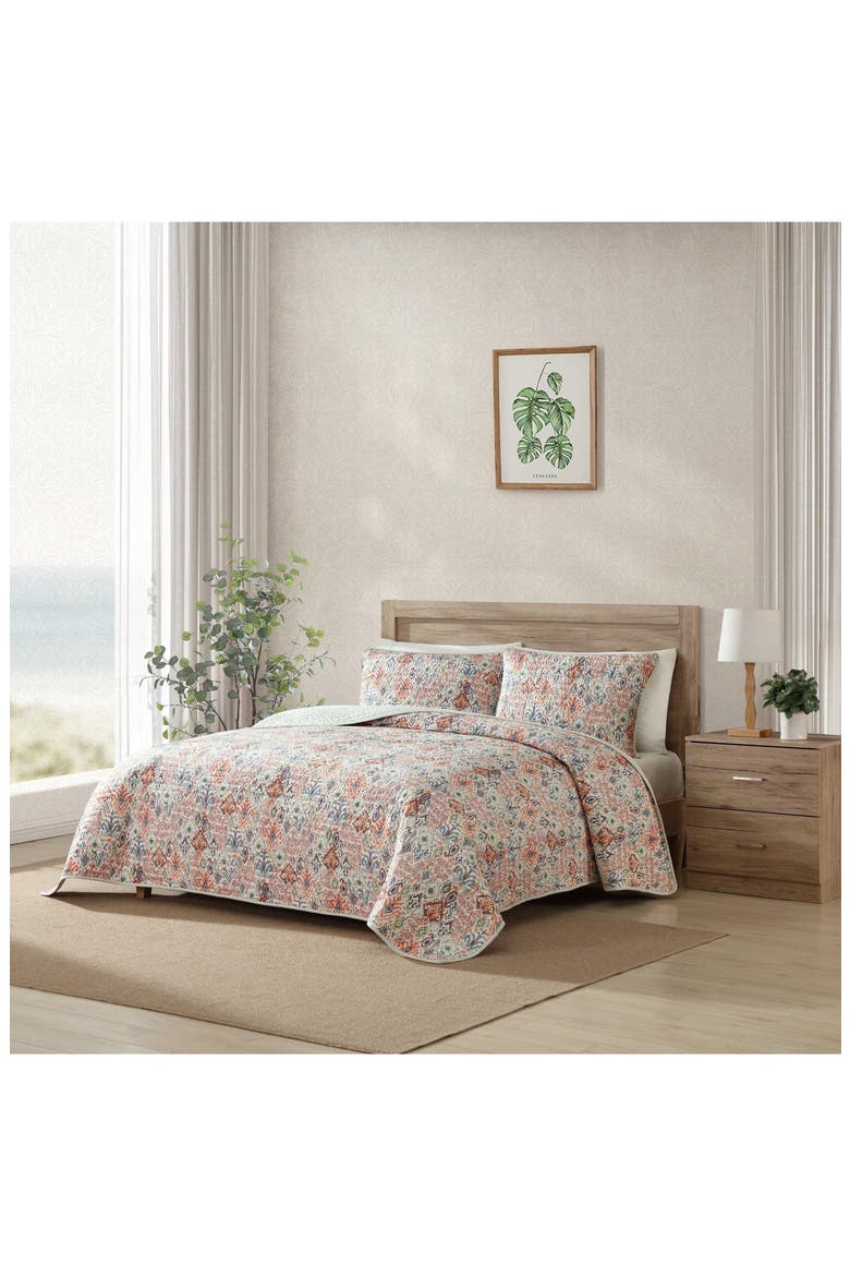 Ikat Tropics Cotton Quilt Set, Alternate, color, DARK BEIGE