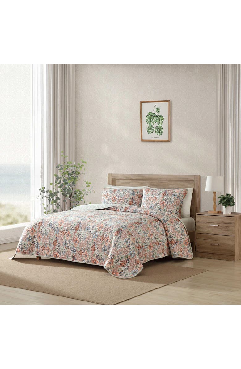 Tommy Bahama Ikat Tropics Cotton Quilt Set, Alternate, color, Dark Beige