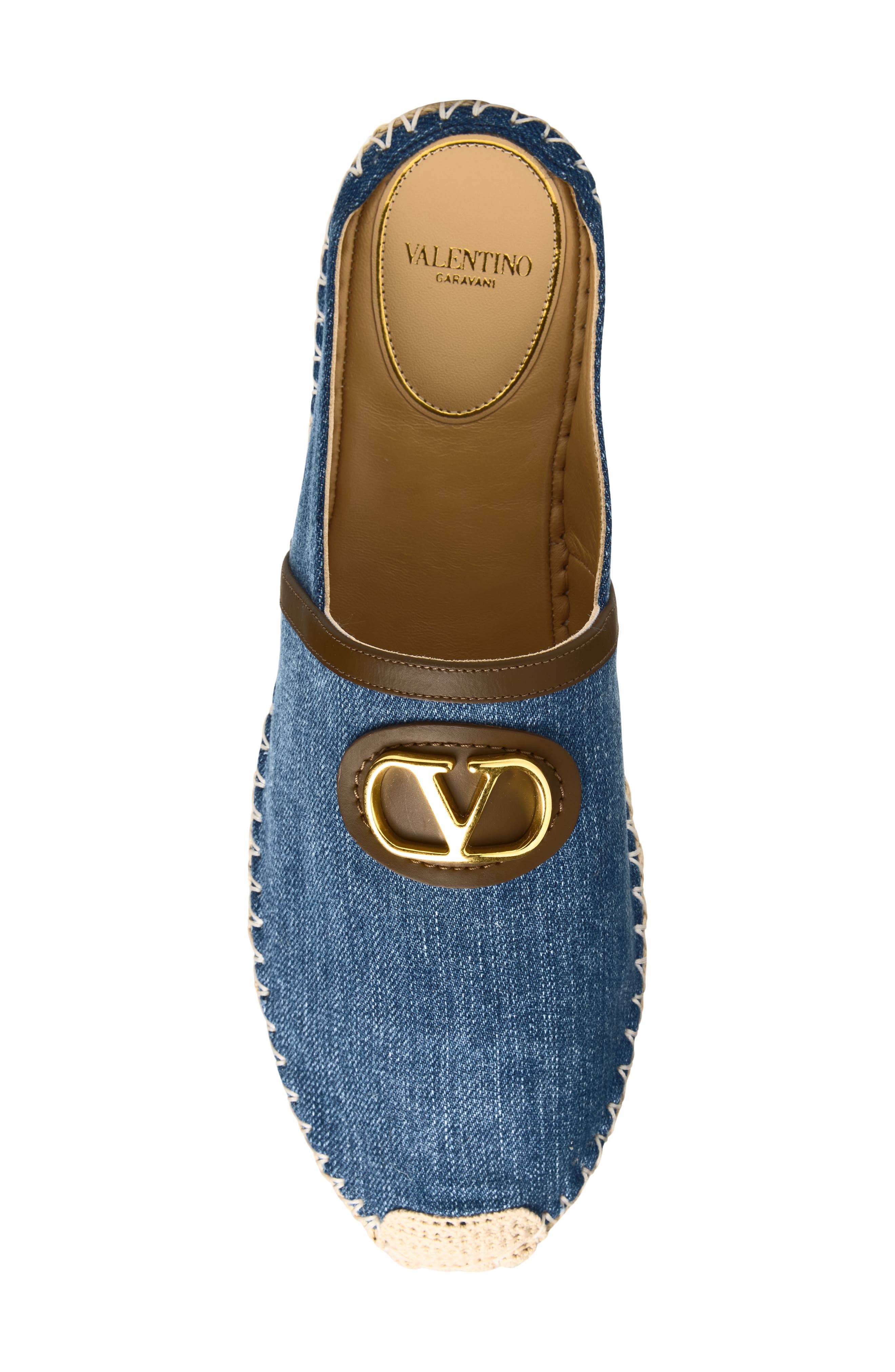 Valentino Garavani VLOGO Denim Espadrille Mule, Alternate, color, Denim