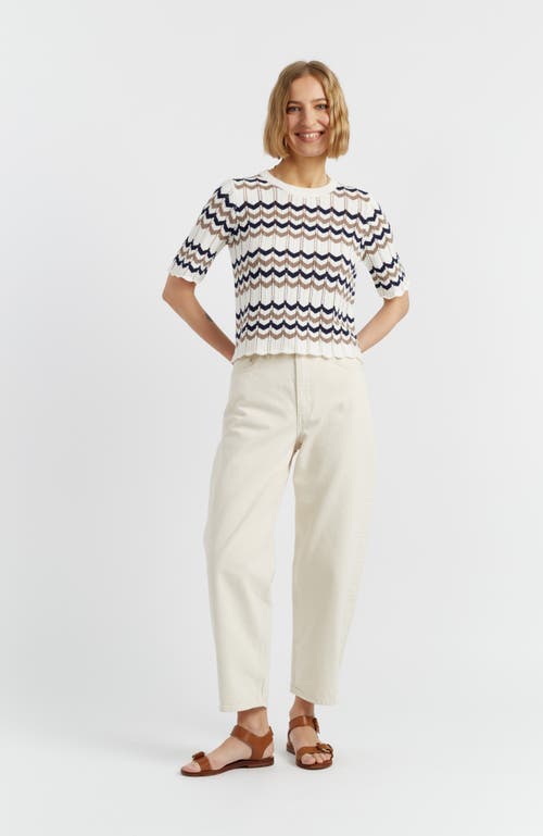 Chinti & Parker Cotton Chevron Stitch T-shirt In Navy