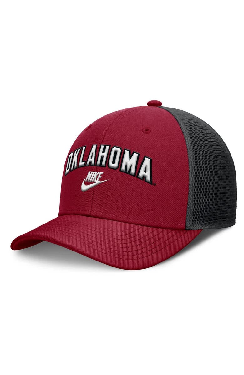 Nike Men's Nike Crimson/Black Oklahoma Sooners Legacy Arch Rise Performance Trucker Adjustable Hat, Main, color,