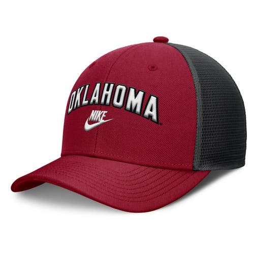 Nike Men's Crimson/black Oklahoma Sooners Legacy Arch Rise Performance Trucker Adjustable Hat In Red