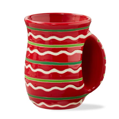 Tag Festive Stripe Handwarmer Mug Red Multi Ceramic Dishwasher Safe In Red