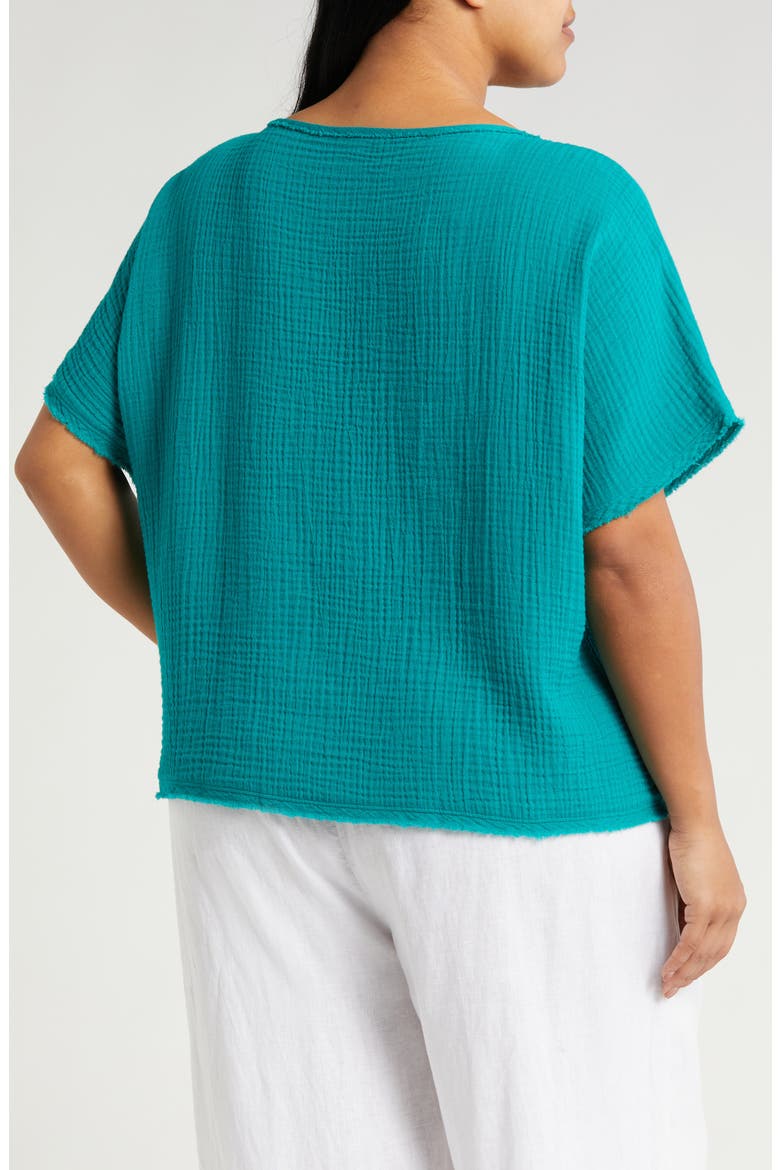 Dolman Sleeve Organic Cotton Gauze Top, Alternate, color, ESMERALDA