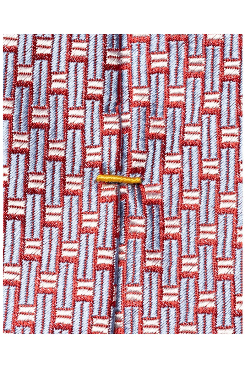 Red Geometric Pattern Silk Jacquard Tie, Alternate, color, MEDIUM RED