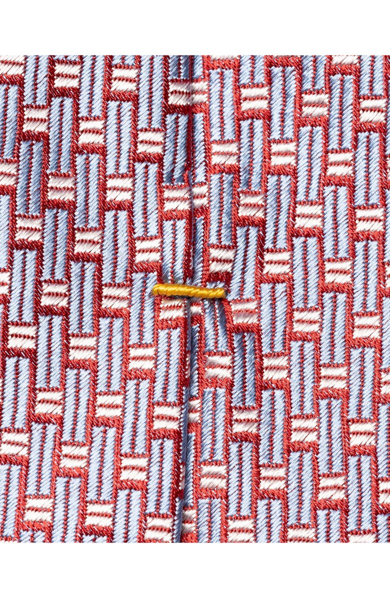Eton Red Geometric Pattern Silk Jacquard Tie, Alternate, color, 