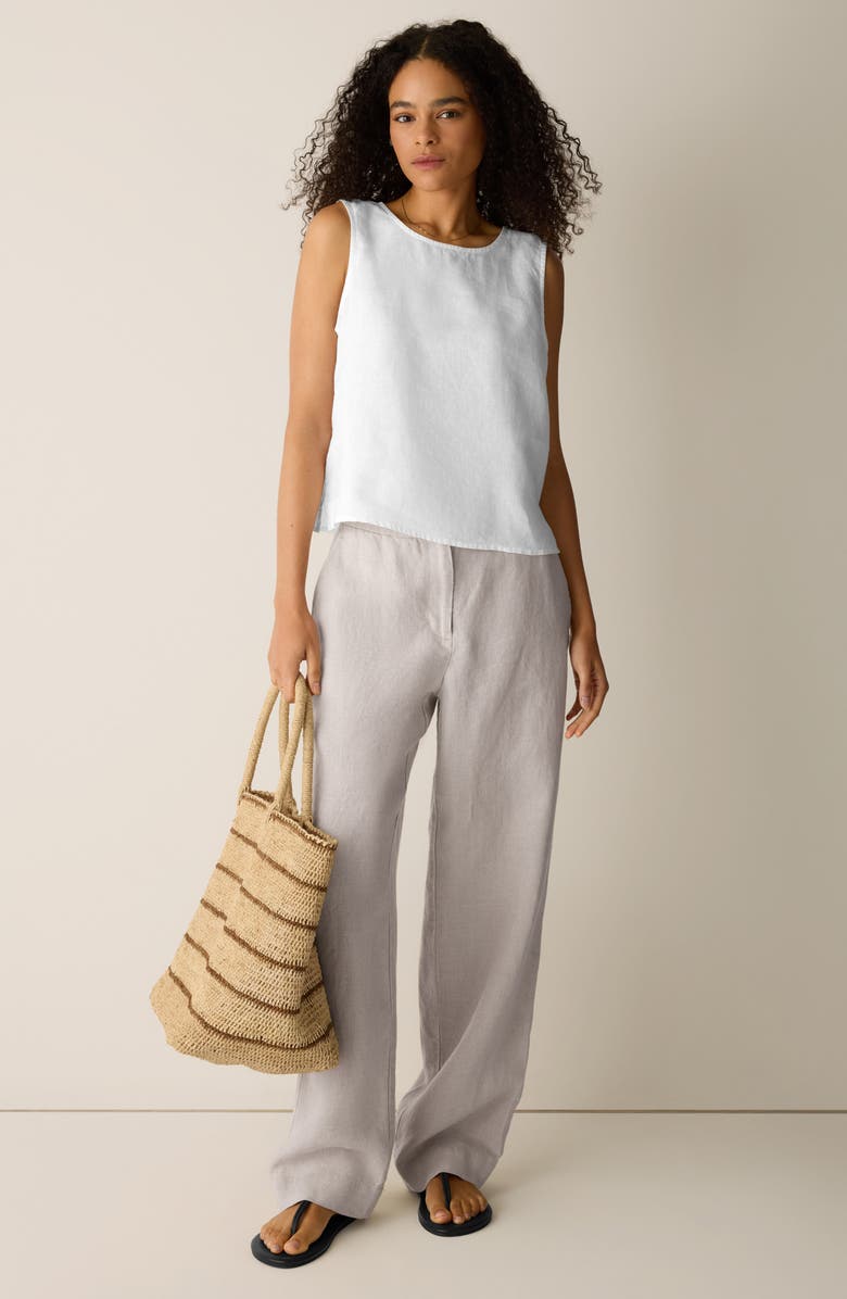 Eileen Fisher Organic Linen Shell, Alternate, color, White