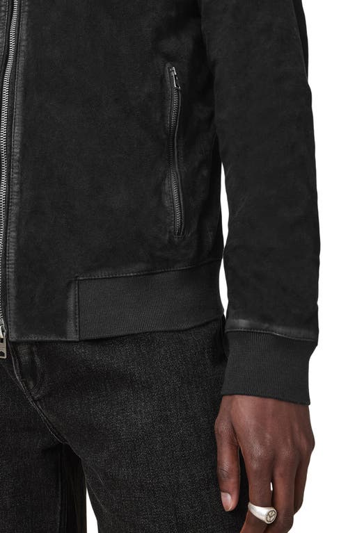 Allsaints Kemble Suede Bomber Jacket In Black
