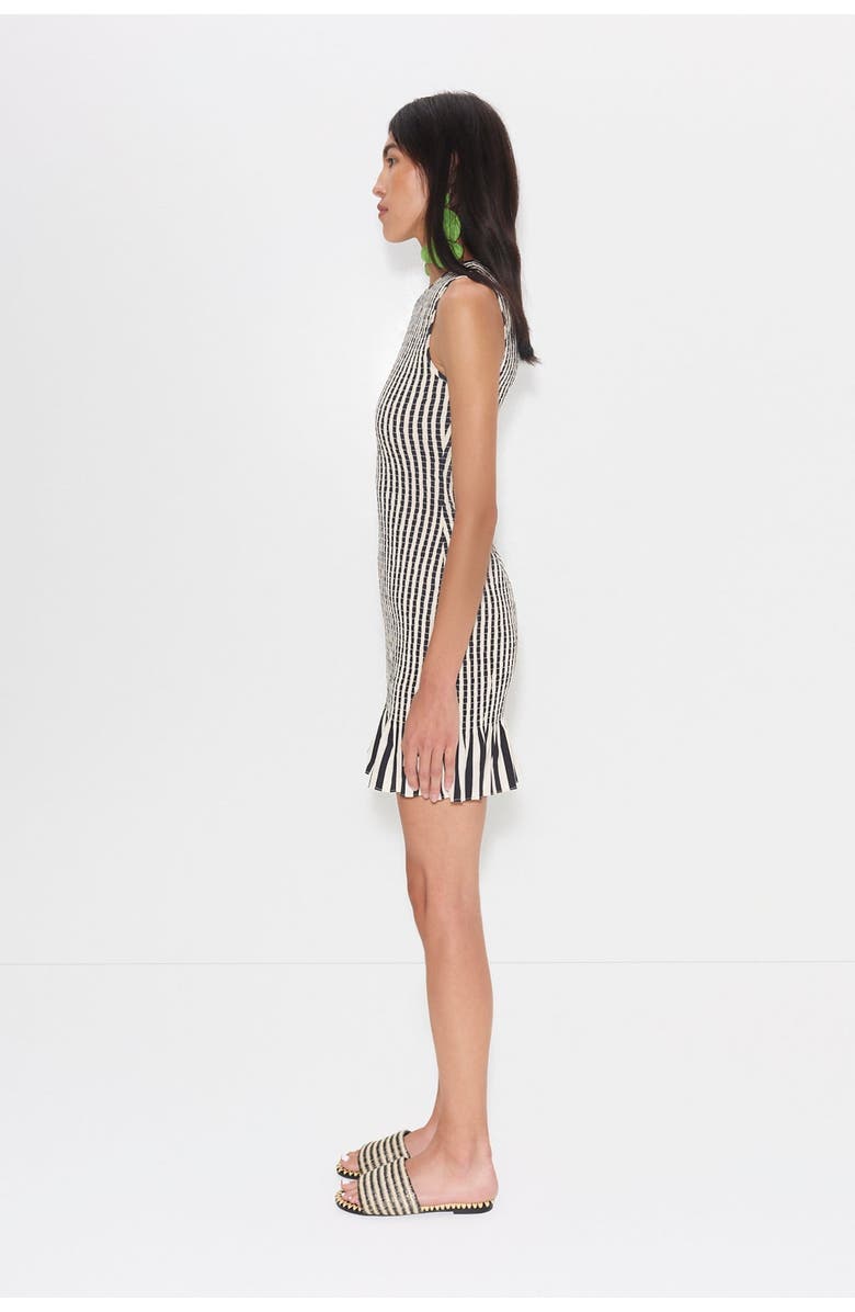 SIMONMILLER Belle Smocked Mini Dress, Alternate, color, Black/White Stripe