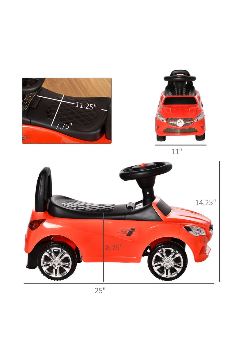 Kids Ride On Push Car with Horn, Music, Headlights, Storage, Alternate, color, Red