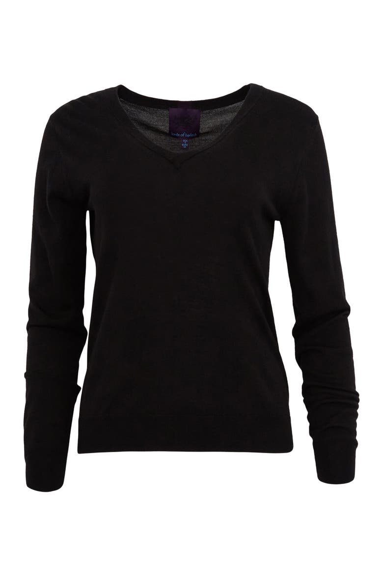 Sasha Cashmere Blend V-neck Sweater, Main, color, Black