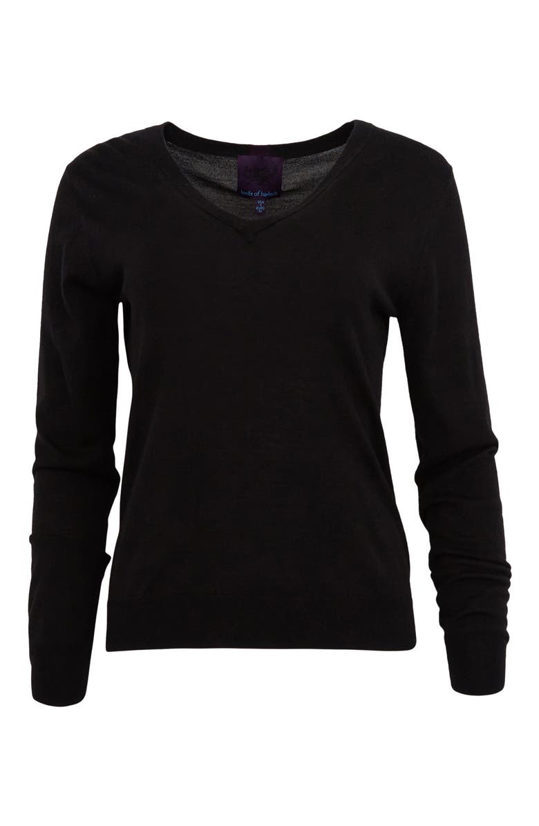 Lords of Harlech Sasha Cashmere Blend V-neck Sweater, Main, color, Black