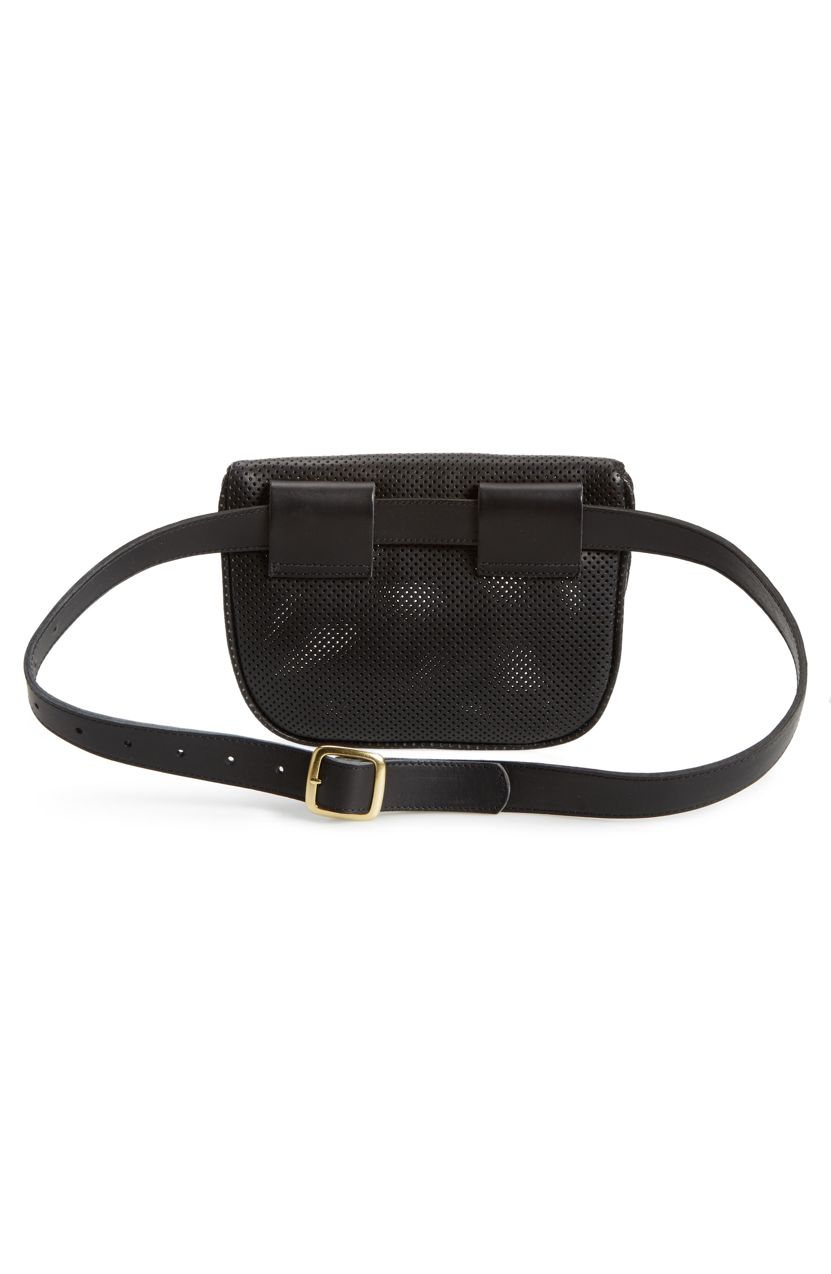 Clare V. Perforated Leather Fanny Pack, Alternate, color, 