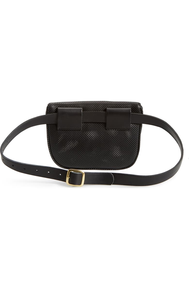 Clare V. Perforated Leather Fanny Pack, Alternate, color,