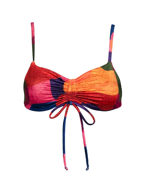 Kitty And Vibe Ruched Tie Bikini Top In Isla