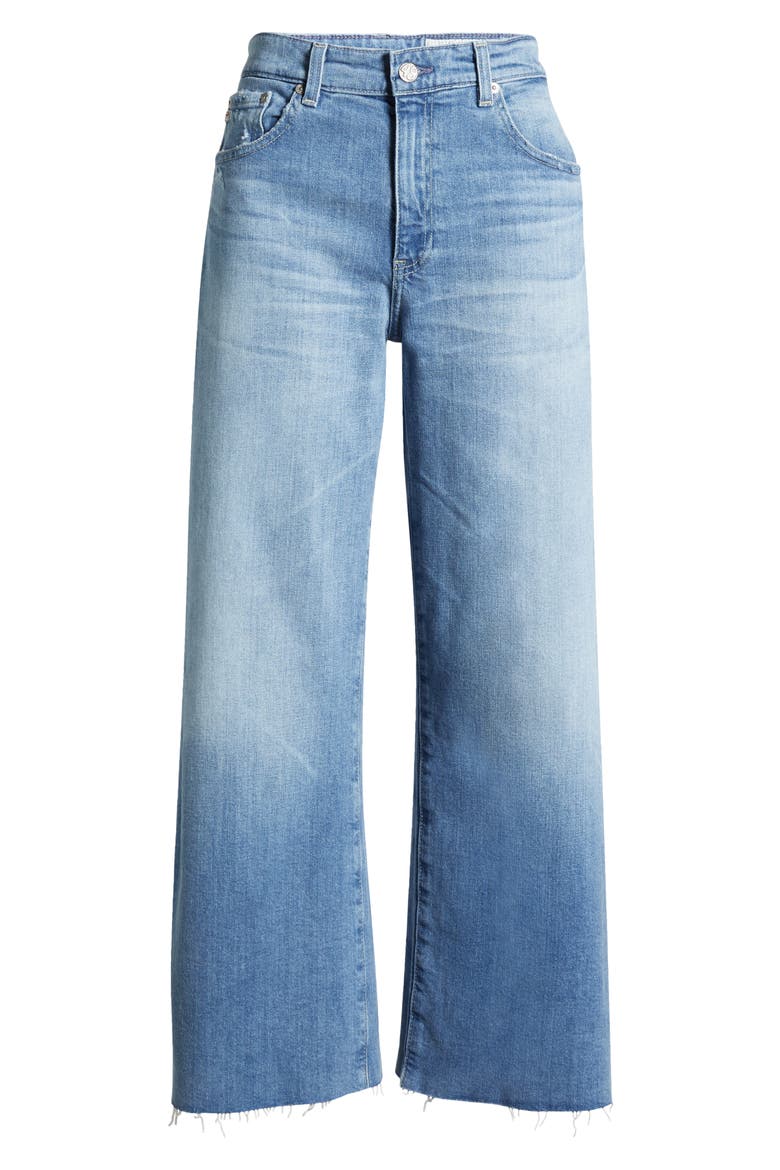 Saige Raw Hem Mid Rise Ankle Wide Leg Jeans, Alternate, color, 16 YEARS POSTCARD