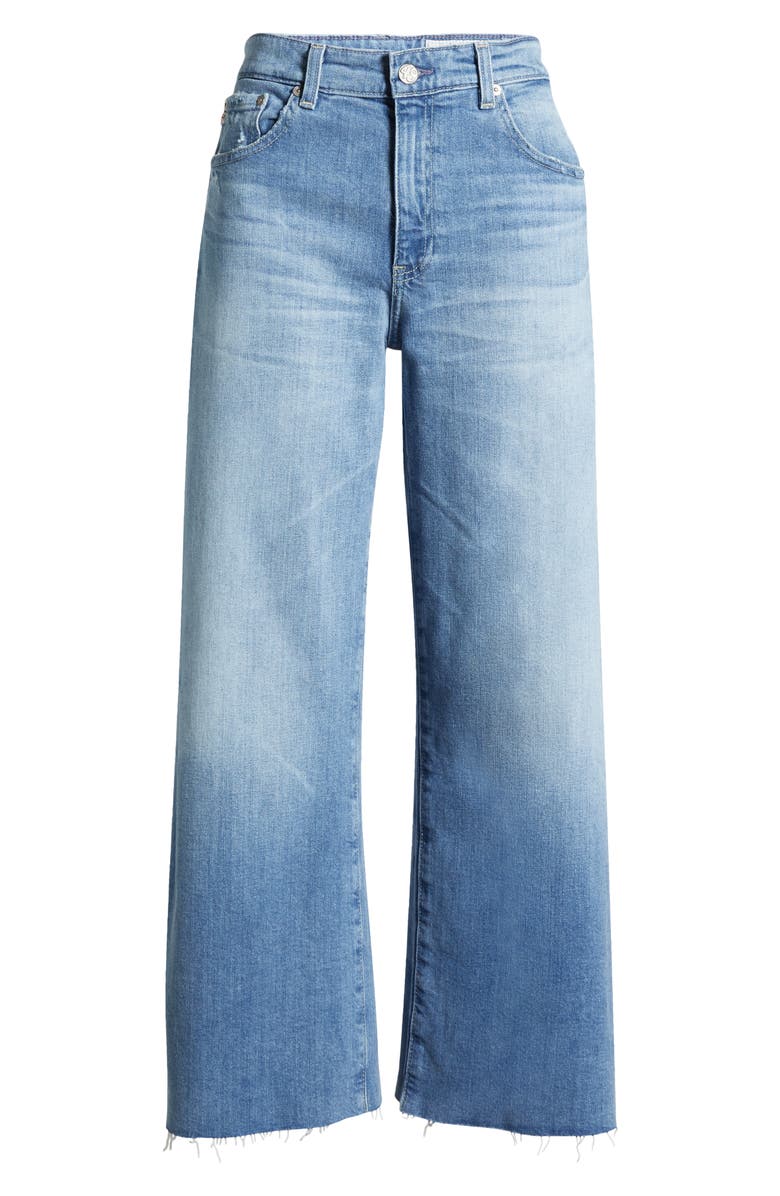 AG Saige Raw Hem Mid Rise Ankle Wide Leg Jeans, Alternate, color, 16 Years Postcard