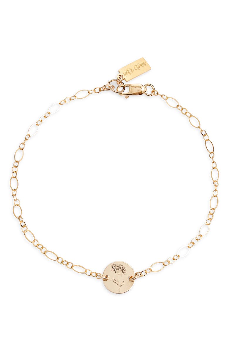 Set & Stones Lily Birth Flower Pendant Bracelet, Main, color, Gold / April - Daisy