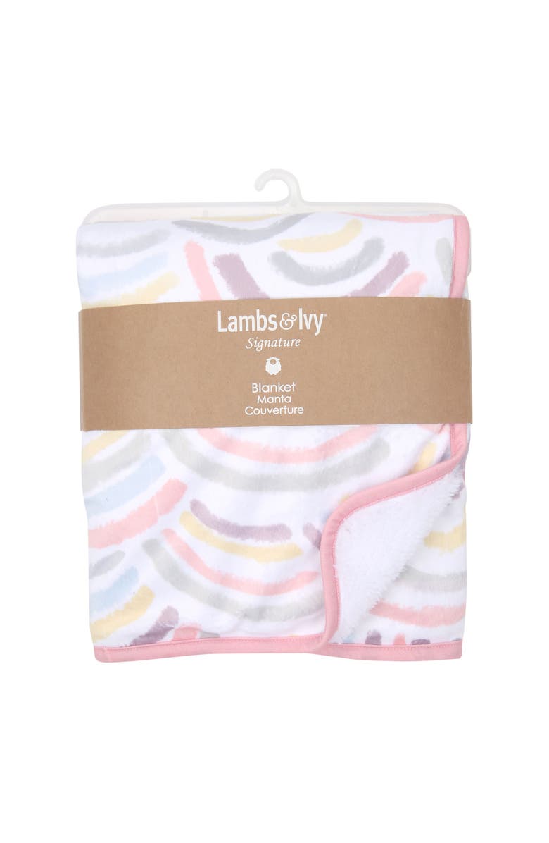 Lambs & Ivy Signature Rainbow Minky/Faux Shearling Soft Fleece Baby Blanket, Alternate, color, Multicolor