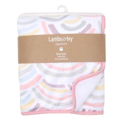 Lambs & Ivy Signature Rainbow Minky/faux Shearling Soft Fleece Baby Blanket In Multi