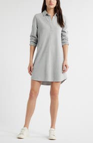 Caslon® Long Sleeve French Terry Polo Dress