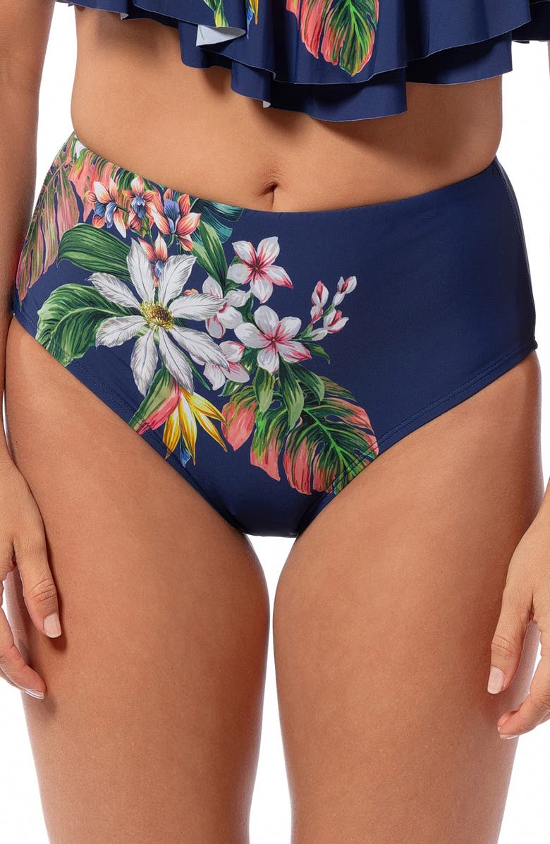 JANTZEN Floral Comfort Core Bikini Bottoms, Main, color, Pantheon Blue