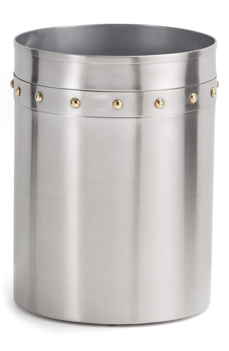 ROSELLI TRADING COMPANY Rivets Stainless Steel Wastebasket, Main, color, Silver