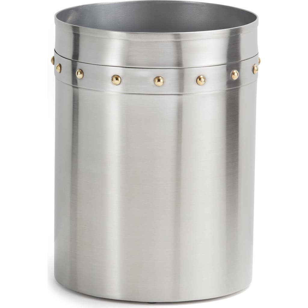 Roselli Trading Company Rivets Stainless Steel Wastebasket In Silver