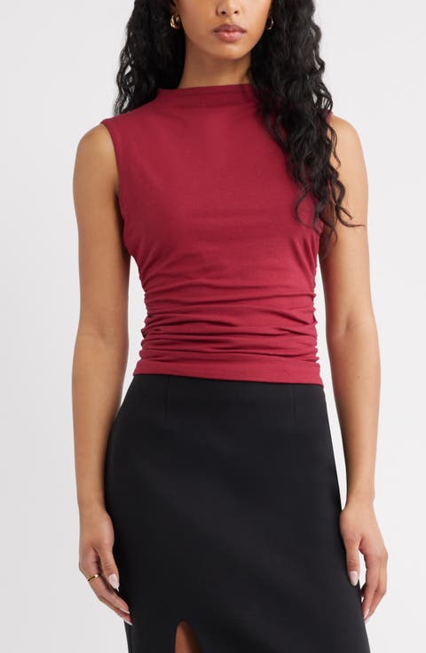 Mock Neck Ruched Tank