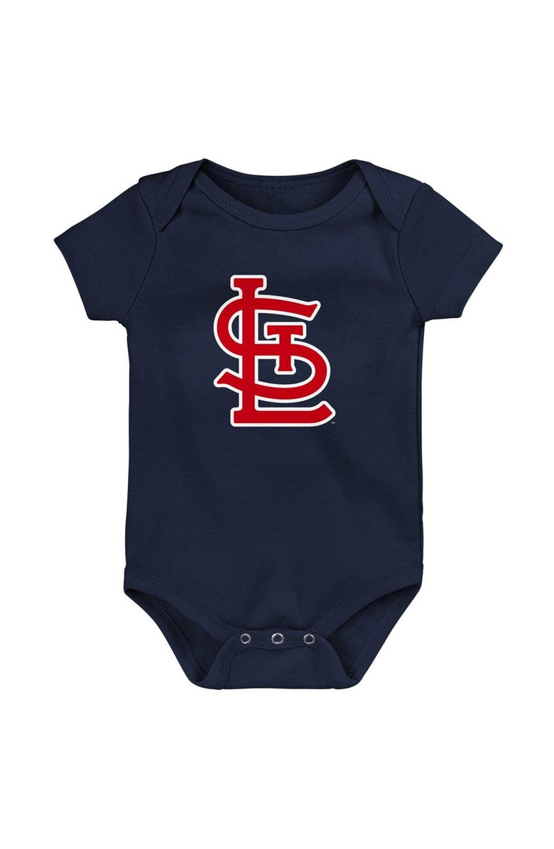 Outerstuff Newborn & Infant Navy/White/Heather Gray St. Louis Cardinals Biggest Little Fan 3-Pack Bodysuit Set, Alternate, color, Navy