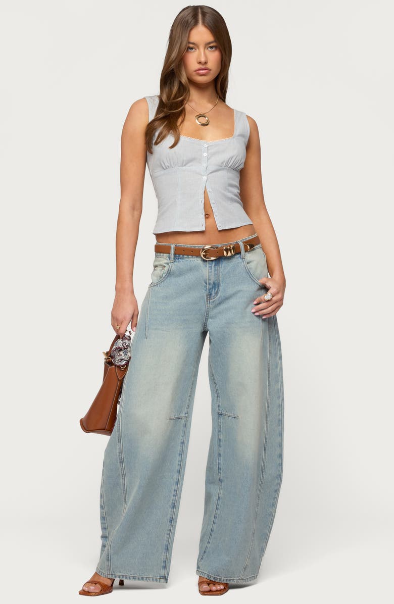 EDIKTED Ilara Low Rise Barrel Jeans, Alternate, color, 