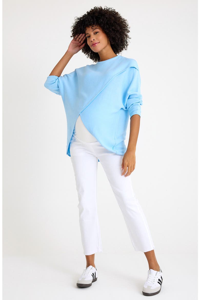 Let Loose Crossover Long Sleeve Maternity/Nursing Knit Top, Alternate, color, ICE BLUE