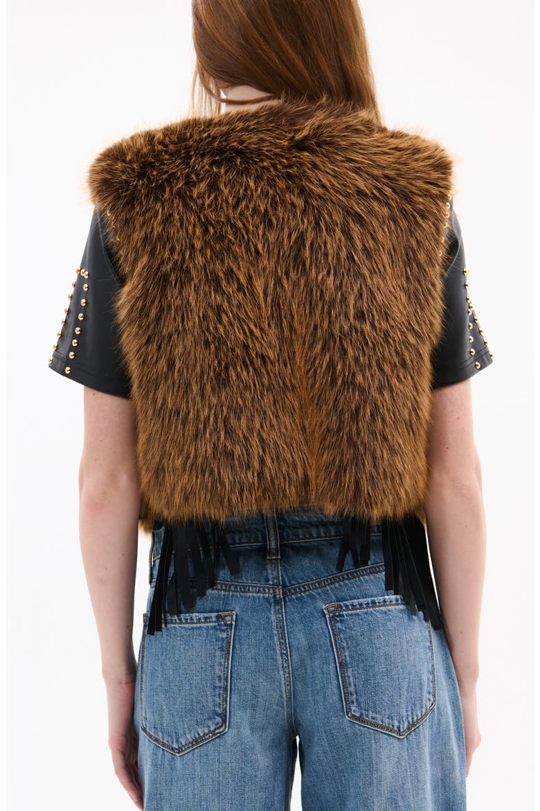 Faux Fur Vest, Alternate, color, BROWN