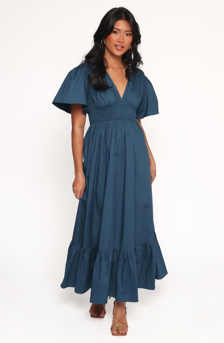 Petal & Pup Tessa Smocked Ruffle Hem Maxi Dress, Alternate, color, Blue