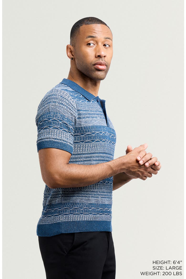 Jacquard Polo Sweater, Alternate, color, INDIGO