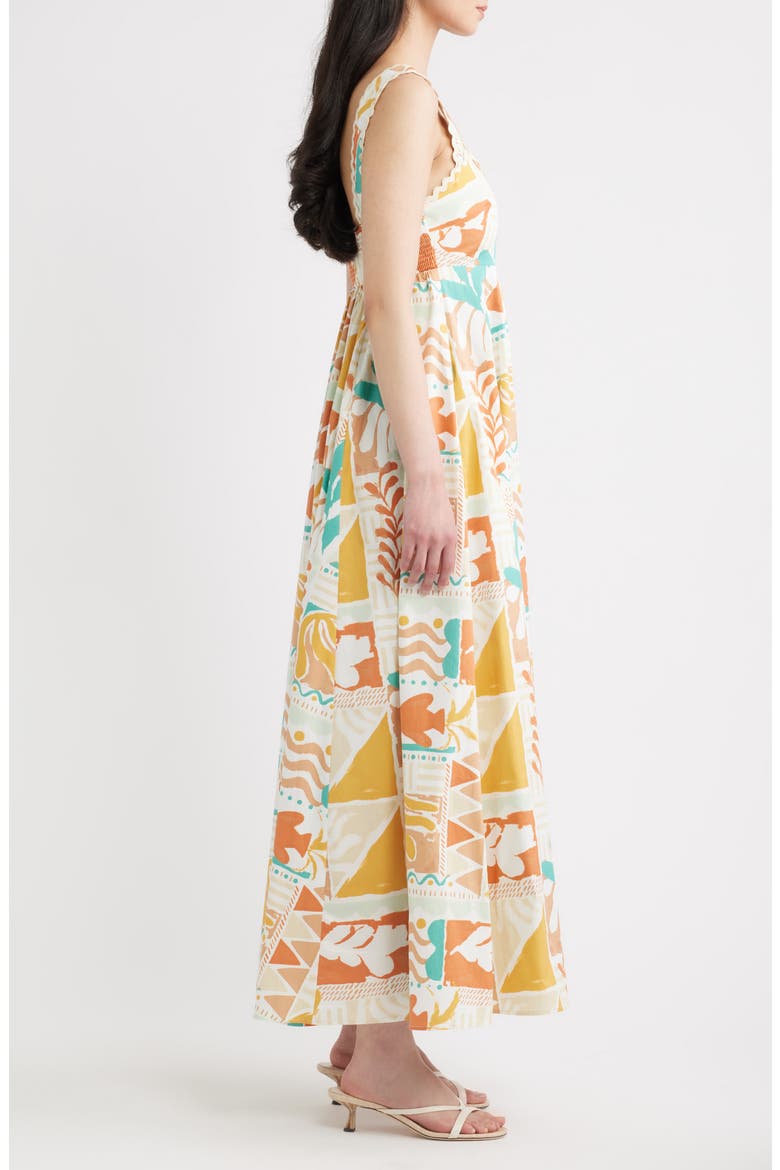 Print Rickrack Sleeveless Maxi Dress, Alternate, color, IVORY TAUPE