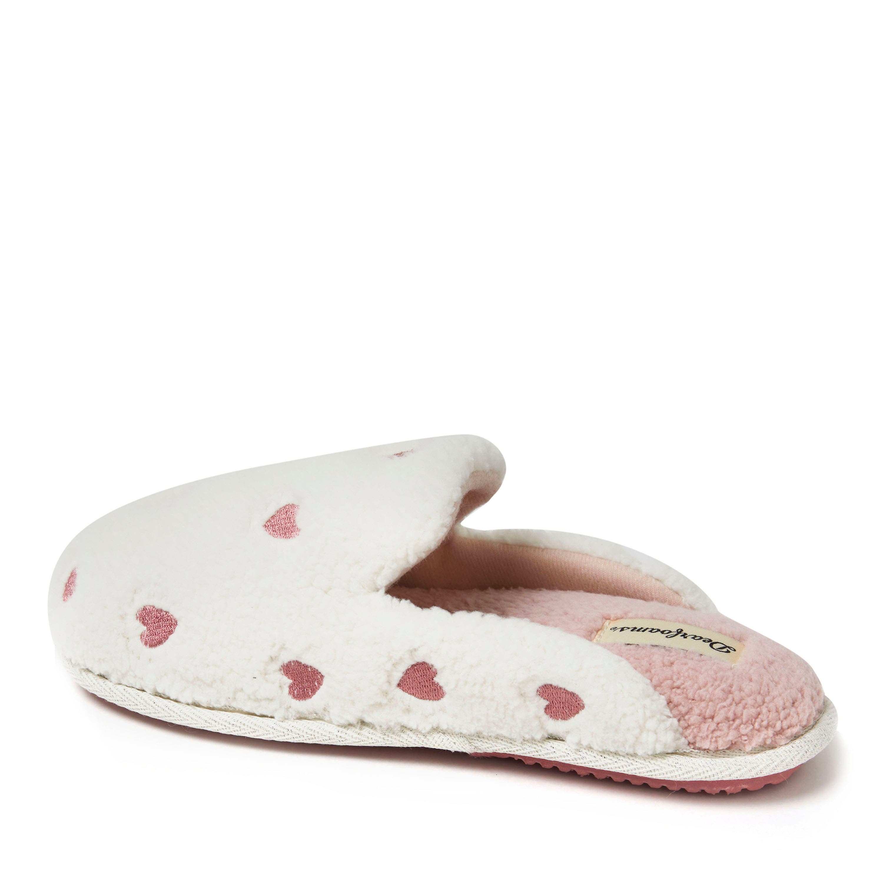 Valentines Day Hearts Scuff Slipper, Alternate, color, Muslin