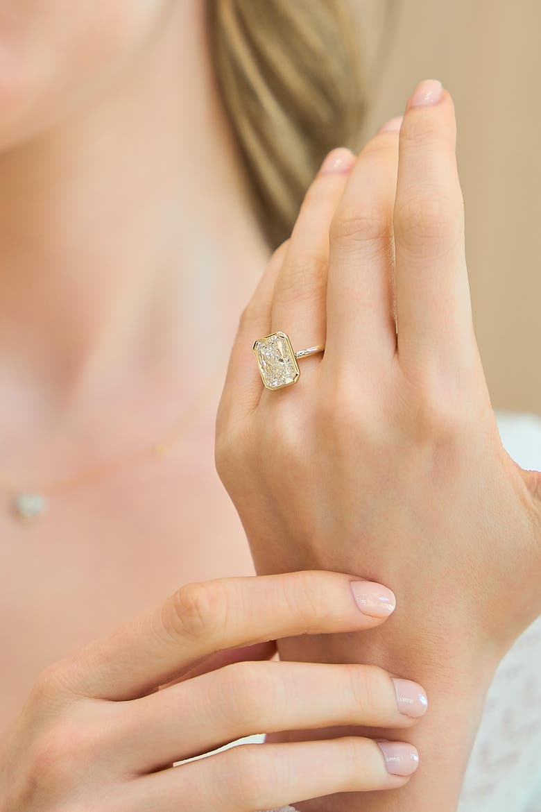 Sierra 14K Gold Radiant Bezel Lab Grown Diamond Solitaire Engagement Ring - 2 cts, Alternate, color, 14K White Gold