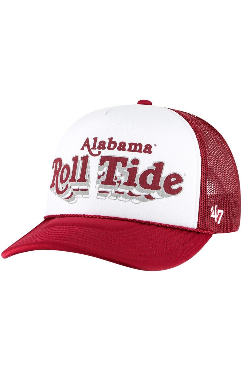 '47 Men's '47 White/Crimson Alabama Crimson Tide Article Foam Front Trucker Hat, Main, color, White