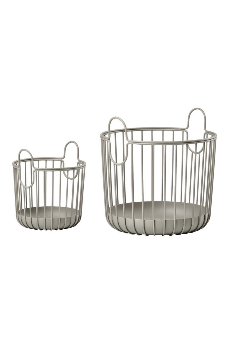 Inu Set of 2 Tabletop Wire Baskets, Main, color, TAUPE