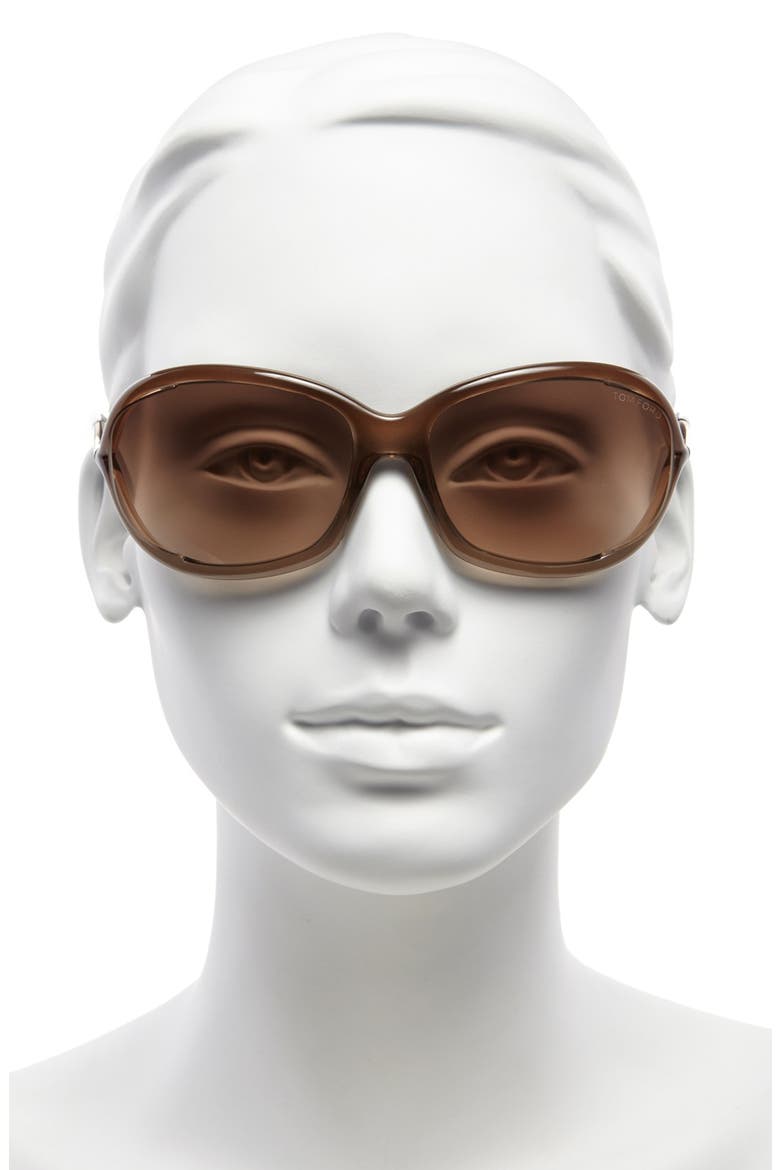 Jennifer 61mm Oval Oversize Frame Sunglasses, Alternate, color, BROWN / BRONZE