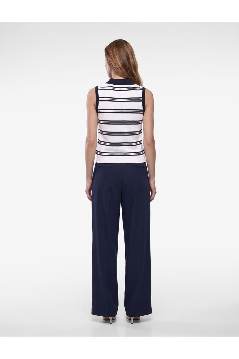 Striped Polo Neck Sleeveless Knit Top, Alternate, color, NAVY STRIPE