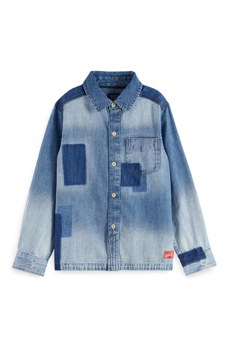 Kids' Patchwork Denim Overshirt, Main, color, ART FROM THE HEART