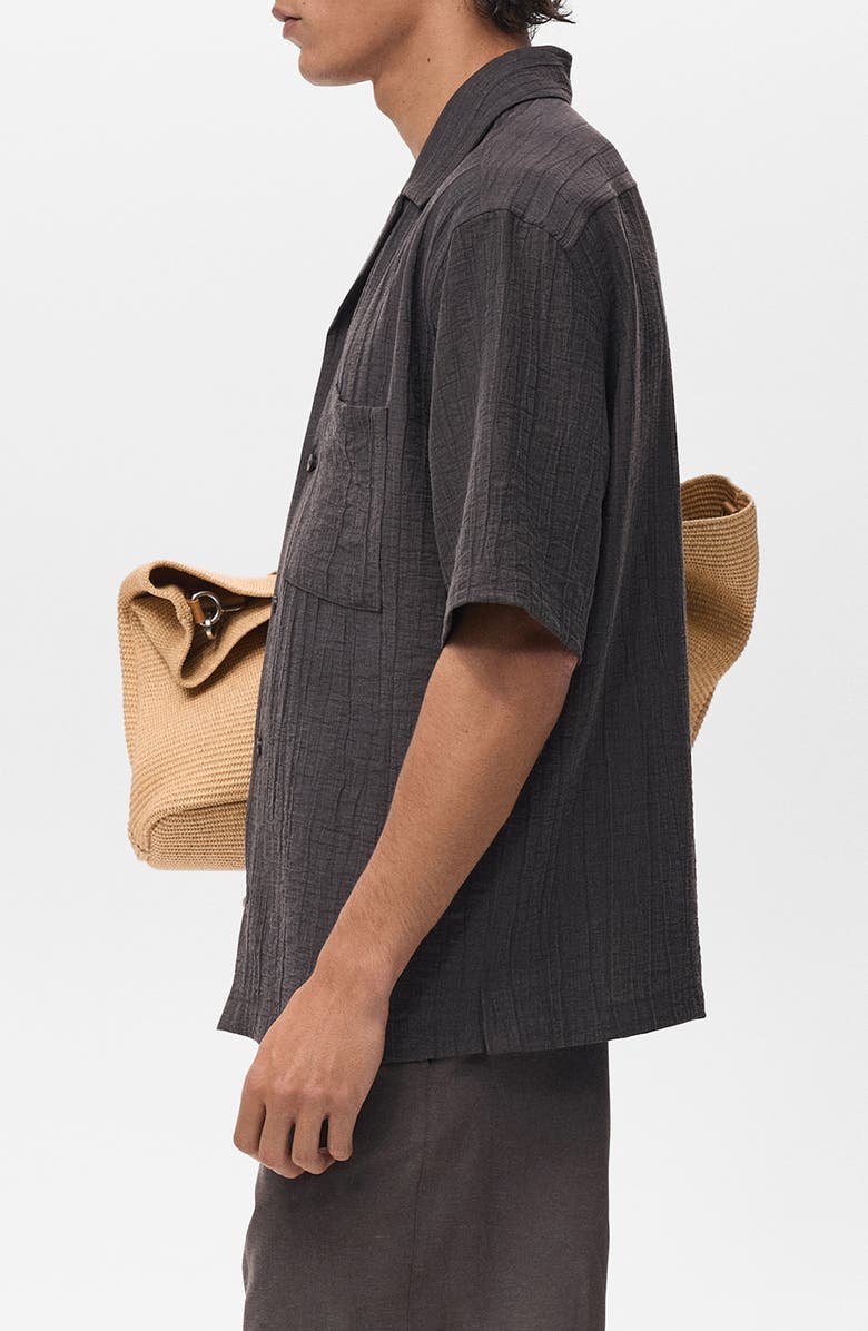 MANGO Creased Effect Camp Shirt, Alternate, color,