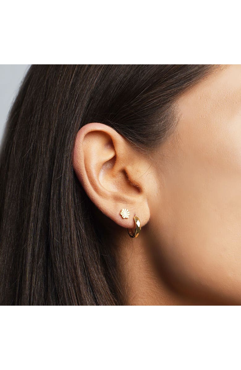 The Lovery Fine Jewelry Mini Faceted Gold Huggie Hoop Earrings, Alternate, color, Yellow Gold