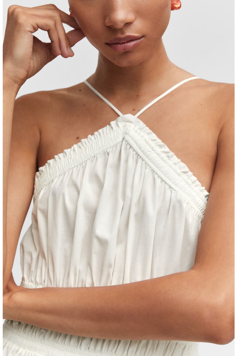 Ruffle Halter Sundress, Alternate, color, OFF WHITE