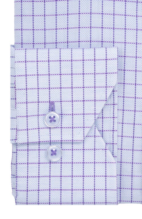 Lorenzo Uomo Trim Fit Small Windowpane Cotton Oxford Dress Shirt In Light Blue
