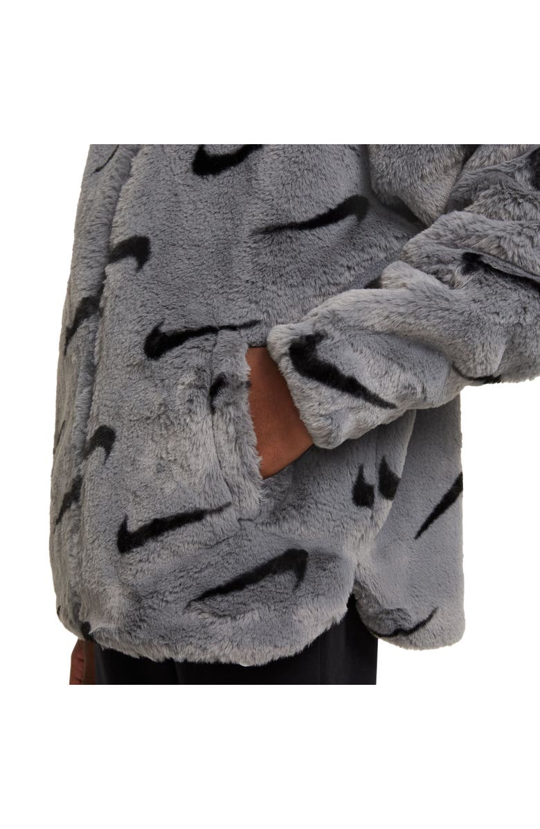 Nike Kids' Sportswear Print Faux Fur Jacket, Alternate, color, 